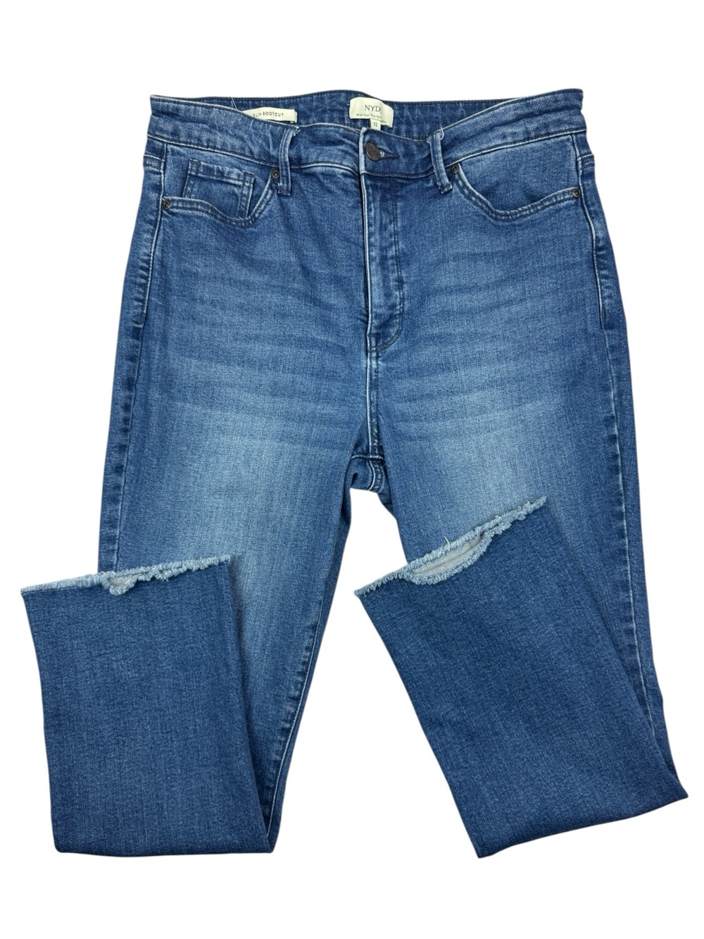 NYDJ Slim Bootcut Lift X Tuck  Denim Jeans Size 12 raw hem
